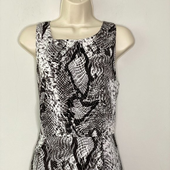 BB Dakota Sleeveless Snakeskin Print Sheath Dress "Vickie' Gray White Sz Medium - Picture 4 of 9